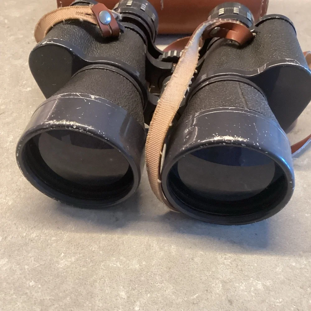 Vintage Black 7x50 Binoculars with Leather Case